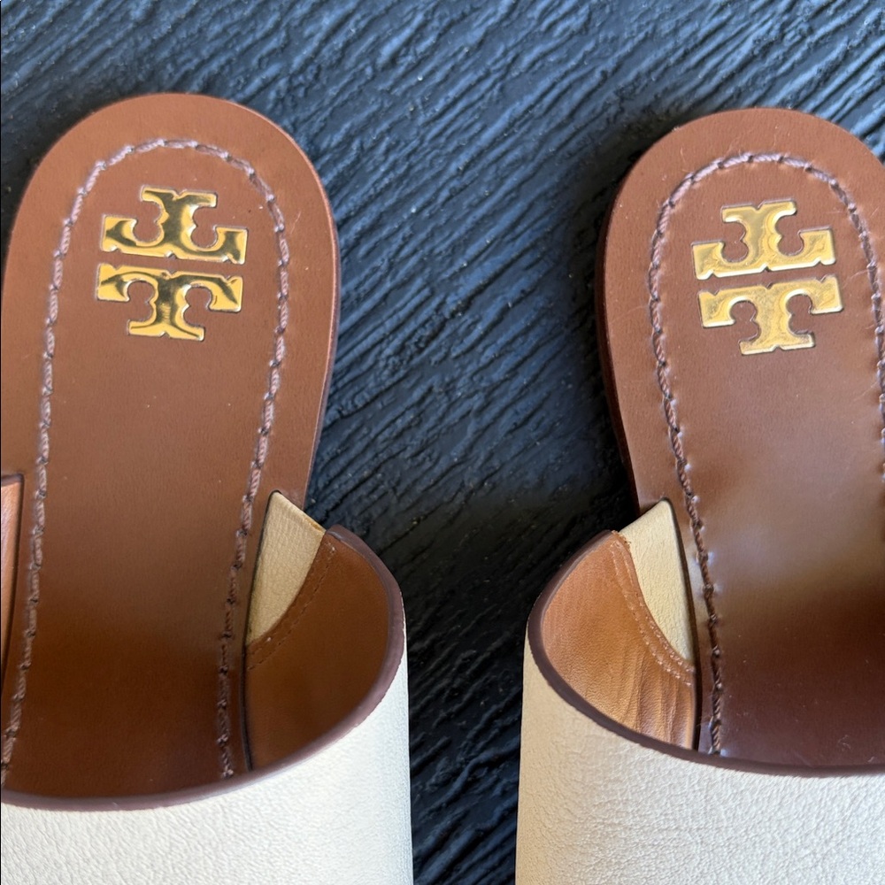 Tory Burch Tan and Gold Embellished Sandals - Picture 6 of 10